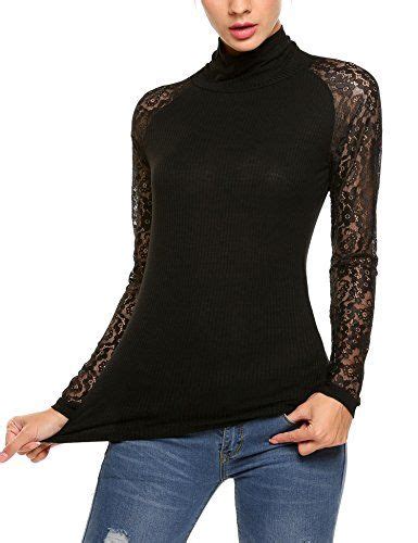 Beingstyle Zeagoo Women Splicing Long Sleeve Lace Loose Blouse Tops