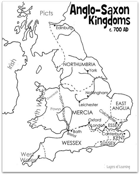 Color The Free Printable Map Of Anglo Saxon Kingdoms Layers Of