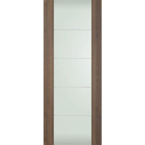 Belldinni Vona 202 4h 32 In X 80 In No Bore Full Lite Frosted Glass Pecan Nutwood Wood