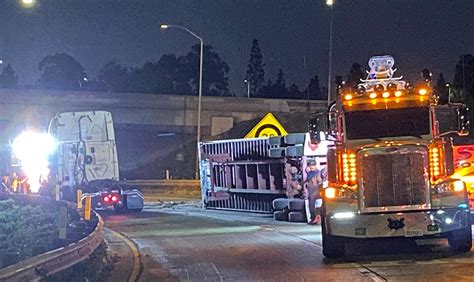 Big Rig On Its Side Blocks Freeway Transition Road In Cerritos For Hours Cbs Los Angeles