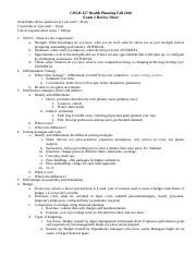 Exam 2 Review CHLH 457 Health Planning Fall 2016 Exam 2 Review Sheet