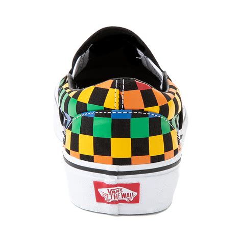 Vans Slip On Rainbow Checkerboard Skate Shoe Black Multicolor Journeys