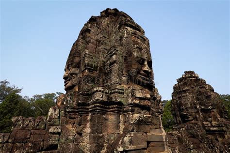 Stone Face Towers In Bayon Temple Angkor Wat Cambodia Editorial