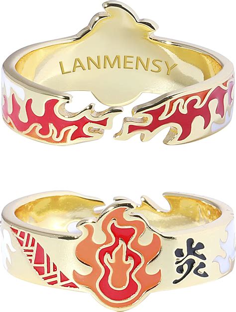 Lanmensy Demon Slayer Rings Anime Jewelry Original 925 Sterling Silver