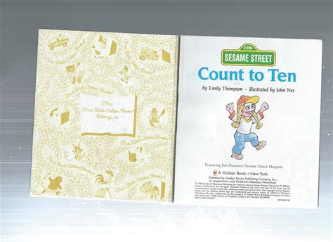 Sesame Street Count to Ten by Thompson, Emily / illust.by John Nez: Very Good Hardcover (1995 ...