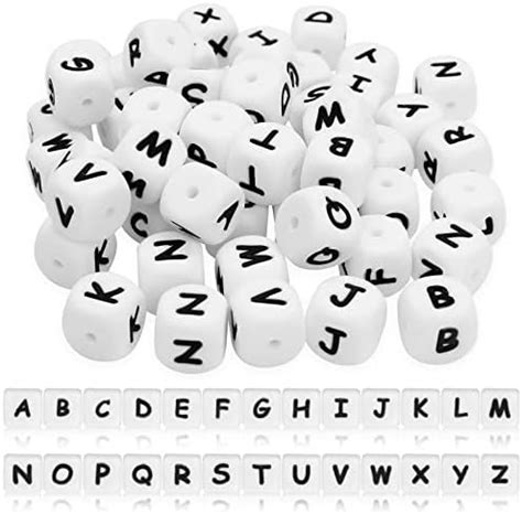 Amazon Yolev 52Pcs Silicone Alphabet Letter Beads Square Craft