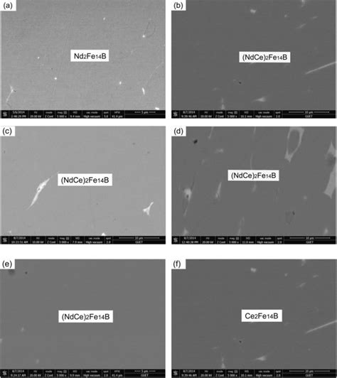 Sem Microstructure Bse Images Of Nd Xcex Fe B Alloys