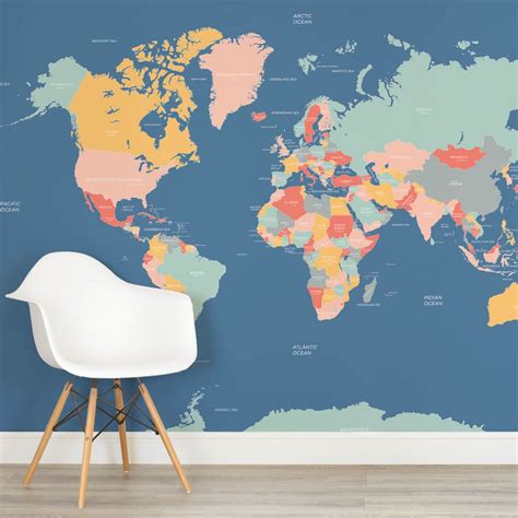 Neutral Colour World Map Wallpaper Mural Hovia Uk Map Murals World