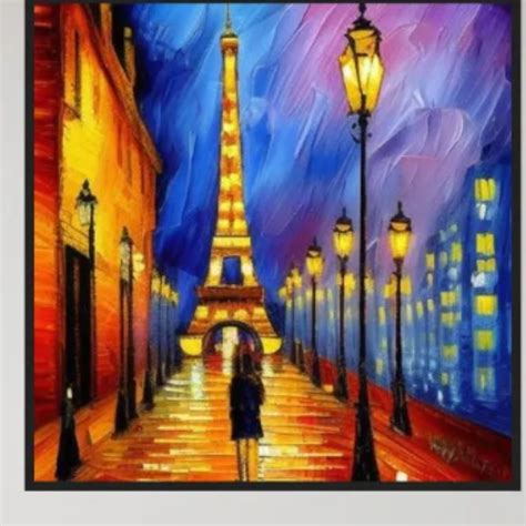 Eiffel Tower Art Painting Parisian Cityscape Towards Eiffel Tower