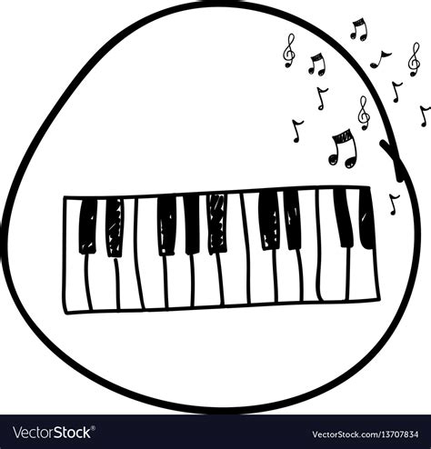 Monochrome hand drawing of piano keyboard Vector Image