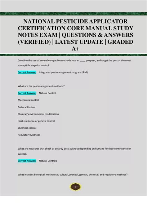 National Pesticide Applicator Certification Core Manual Study Notes