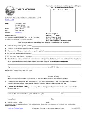 Fillable Online Statement Of Change Of Commercial Registered Agent Fax