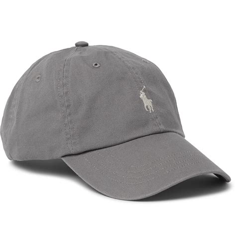 Polo Ralph Lauren Logo Embroidered Cotton Twill Baseball Cap Gray