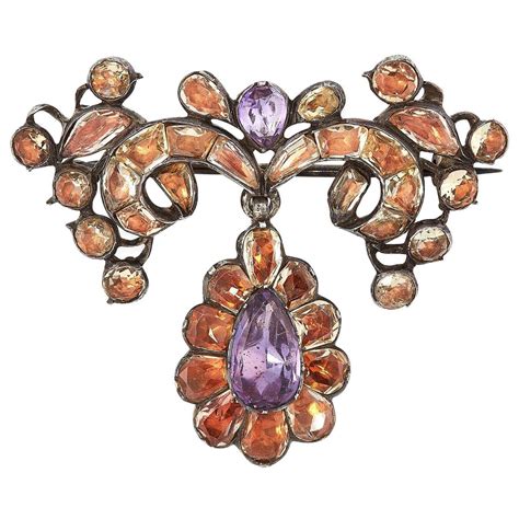 Antique 18th Century Imperial Topaz Amethyst Brooch Silver Portuguese 1770s At 1stdibs Topaz