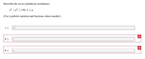 Solved Describe The Set In Cylindrical Coordinates 22 Y2