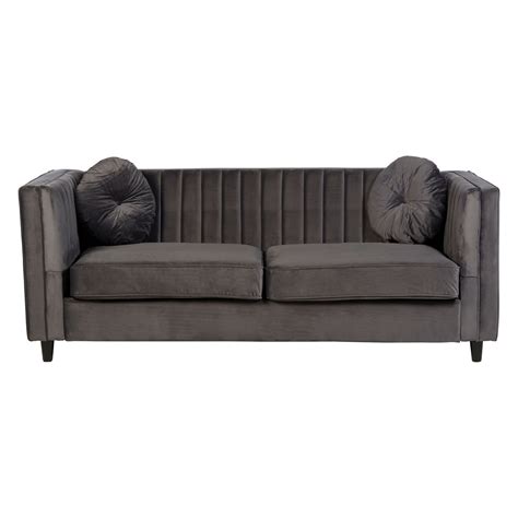 Farah 3 Seat Grey Velvet Sofa Mylestone Interiors Ltd