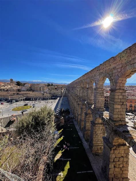 The Ancient Roman Aqueduct Of Segovia Spain Editorial Photo Image Of