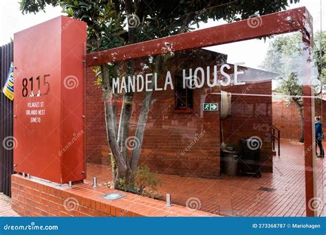 Outside View of Famous Nelson Mandela House in Soweto with Glass Wall Including Address ...