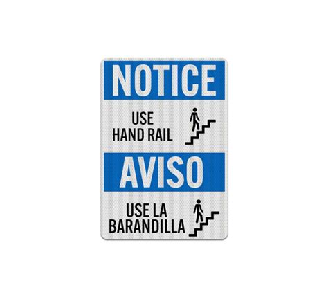 Shop For Bilingual Osha Use Handrail Decal Egr Reflective Bannerbuzz