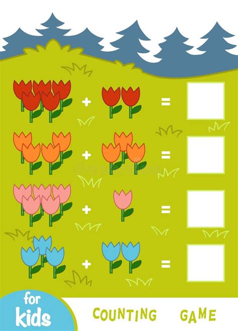 Compte Du Jeu Pour Des Enfants Comptez Les Nombres De Fleurs