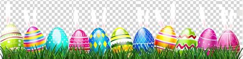 Premium Photo A Row Of Colorful Easter Eggs With Bunny Ears In The