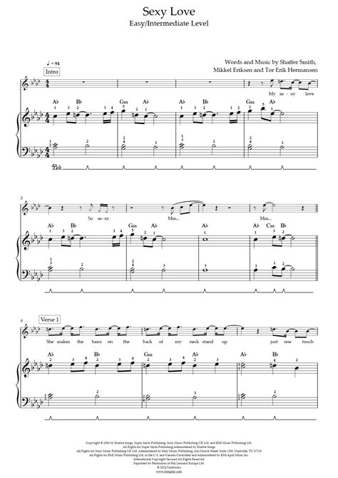 Sexy Love Easy Intermediate Level Solo Piano Ne Yo Piano Sheet Music