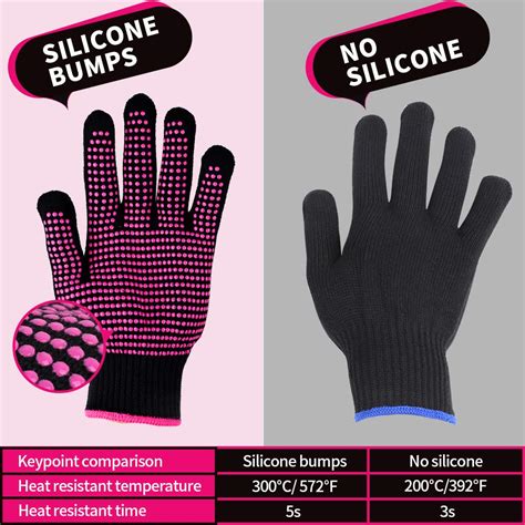 Heat Resistant Gloves With Silicone Bumps 2pcs Professional Heat Proof Glove Mitts For Hair