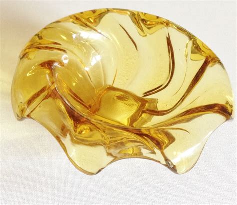 Vintage Bagley Pressed Glass Bowl Art Deco Amber Pat 3061 Etsy Uk