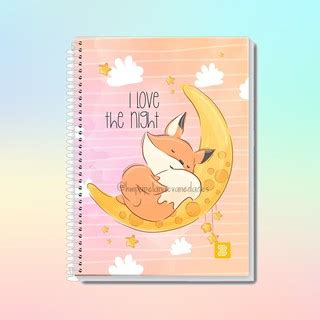 Caderno Pequeno Cute Fox Folhas Capa Dura C Aspiral Mm X