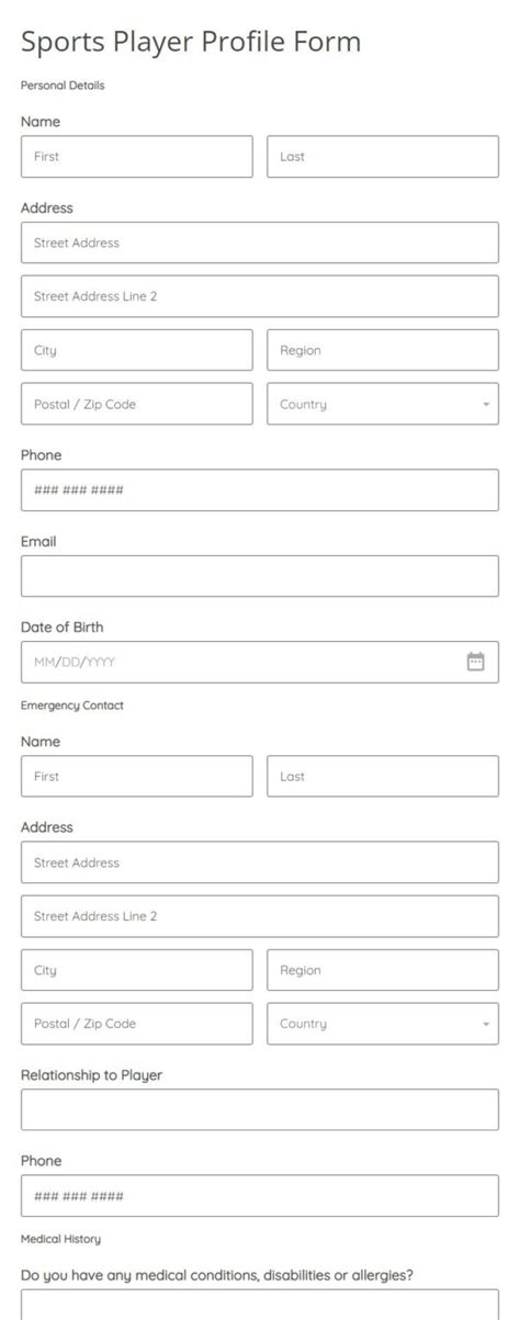 Soccer Player Evaluation Form Template 123formbuilder