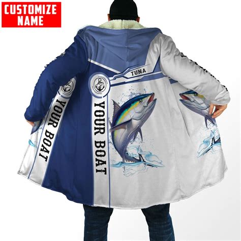 2022 Winter Mens Cloak Custom Name Tuna Fishing 3d Full Printing Thick