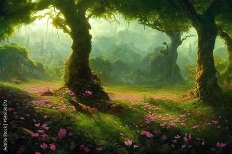 Beautiful And Mystery Deep Forest And Trees Creative Fantasy Backdrop