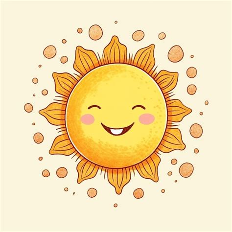 Sol De Dibujos Animados Con Una Cara Feliz Y Burbujas A Su Alrededor Ai