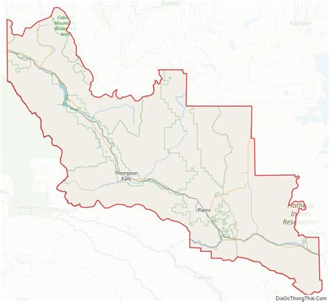 Map of Sanders County, Montana - Thong Thai Real