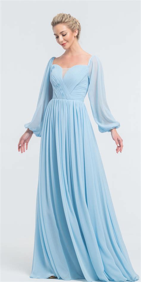 Pastel blue bridesmaid dresses long sleeves – Artofit