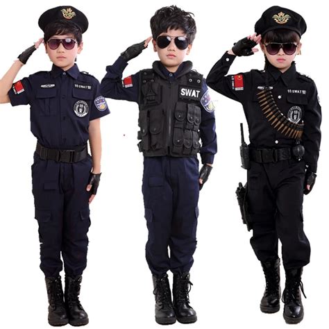 Children Carnival Police Cosplay Costumes SWAT Short&Full Uniform for ...