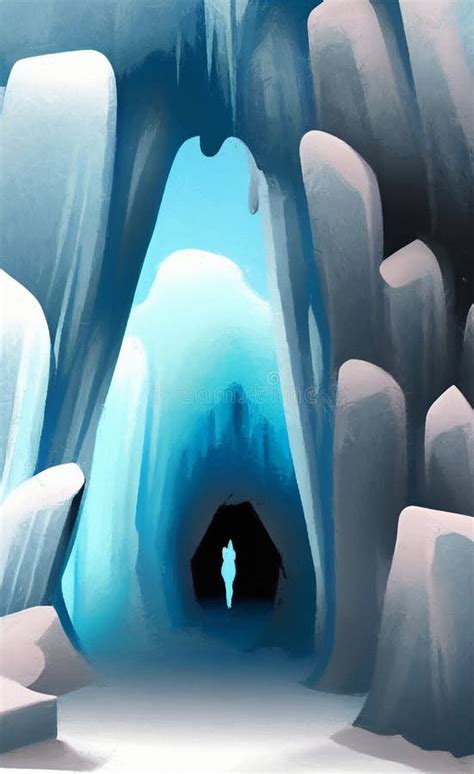 Ice Cave Entrance - Simplified Cartoonish Style Stock Illustration ...