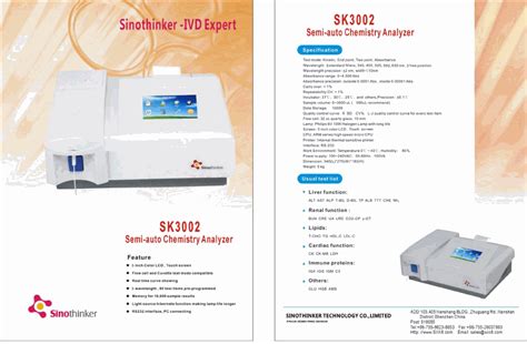 Sinothinker SK3002 Semi Auto Chemistry Analyzer 340 405 505 560