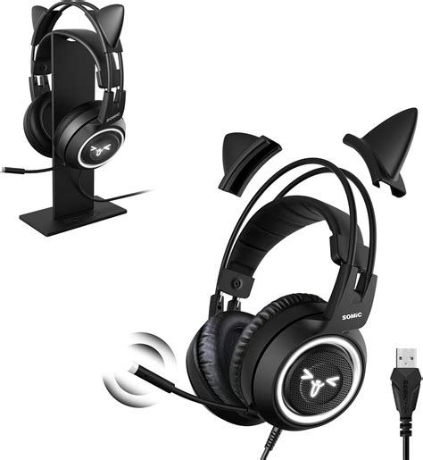 Buy SOMIC G951black Gaming Headset With Black Headphone Stand Cat Ear