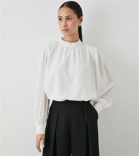 Buy Principles Jacquard Print Mock Neck Top In White 6thstreet Saudi