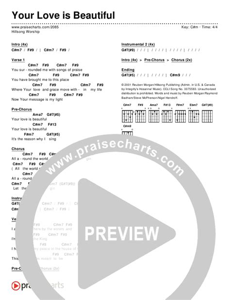 Your Love Is Beautiful Chords PDF (Hillsong Worship) - PraiseCharts