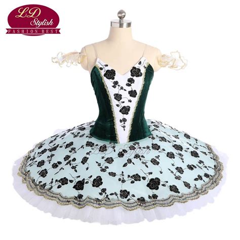 Dark Green Professional Ballet Tutu Stage Wear Adult Performance