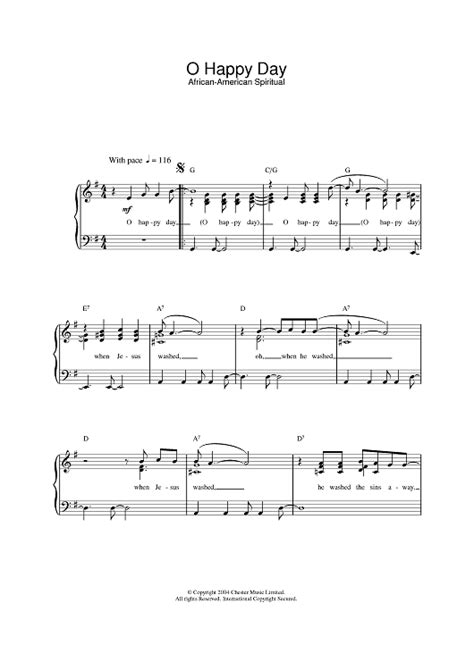 O Happy Day" Sheet Music for Piano/Vocal/Chords - Sheet Music Now