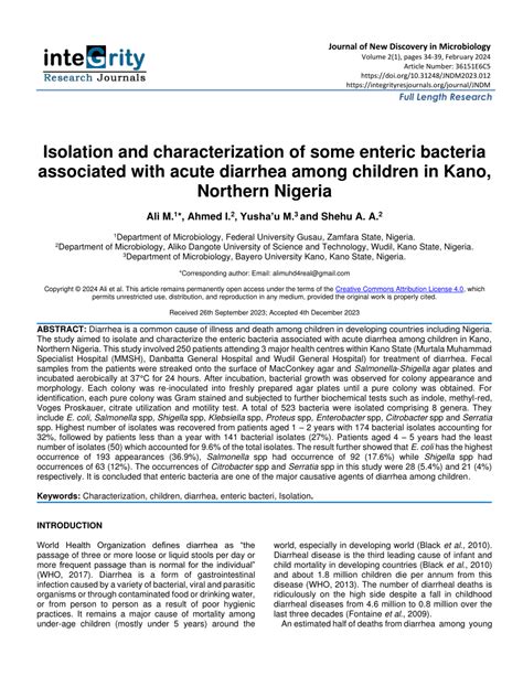 Pdf Isolation And Characterization Of Some Enteric Bacteria