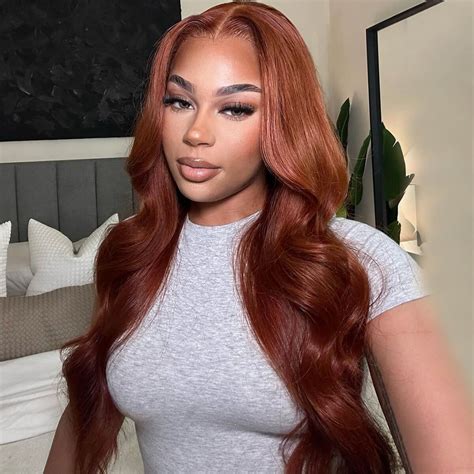 Reddish Brown 33 Body Wave Human Hair Glueless Wig 5×5 13×4 Hd Lace