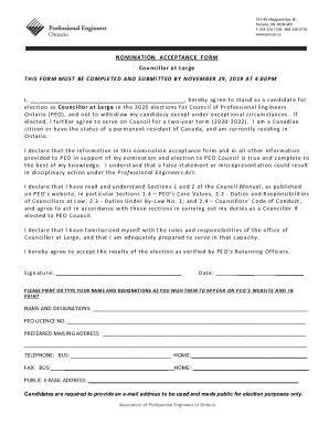 Fillable Online 2020 Election Nomination Accept Form CAL Fax Email