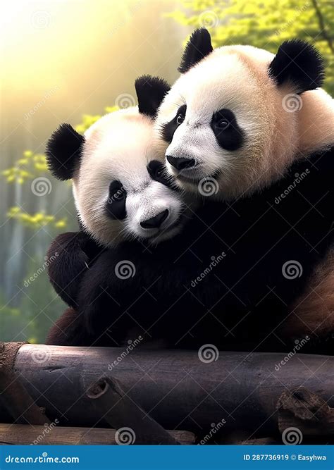 Pandas Hugging Each Other