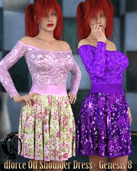 Dforce Off Shoulder Dress Genesis 8 3d Figure Assets Kaleya