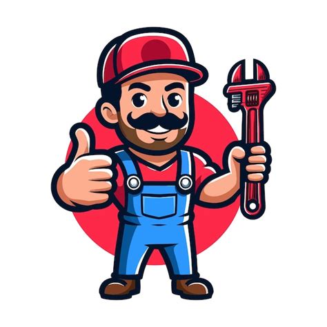 Plumber mascot cartoon logo vector template | Premium AI-generated vector