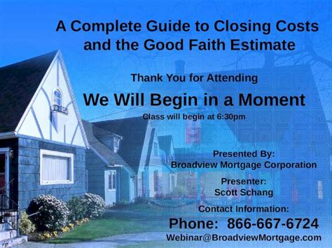 Ppt A Complete Guide To Closing Costs And The The Good Faith Estimate